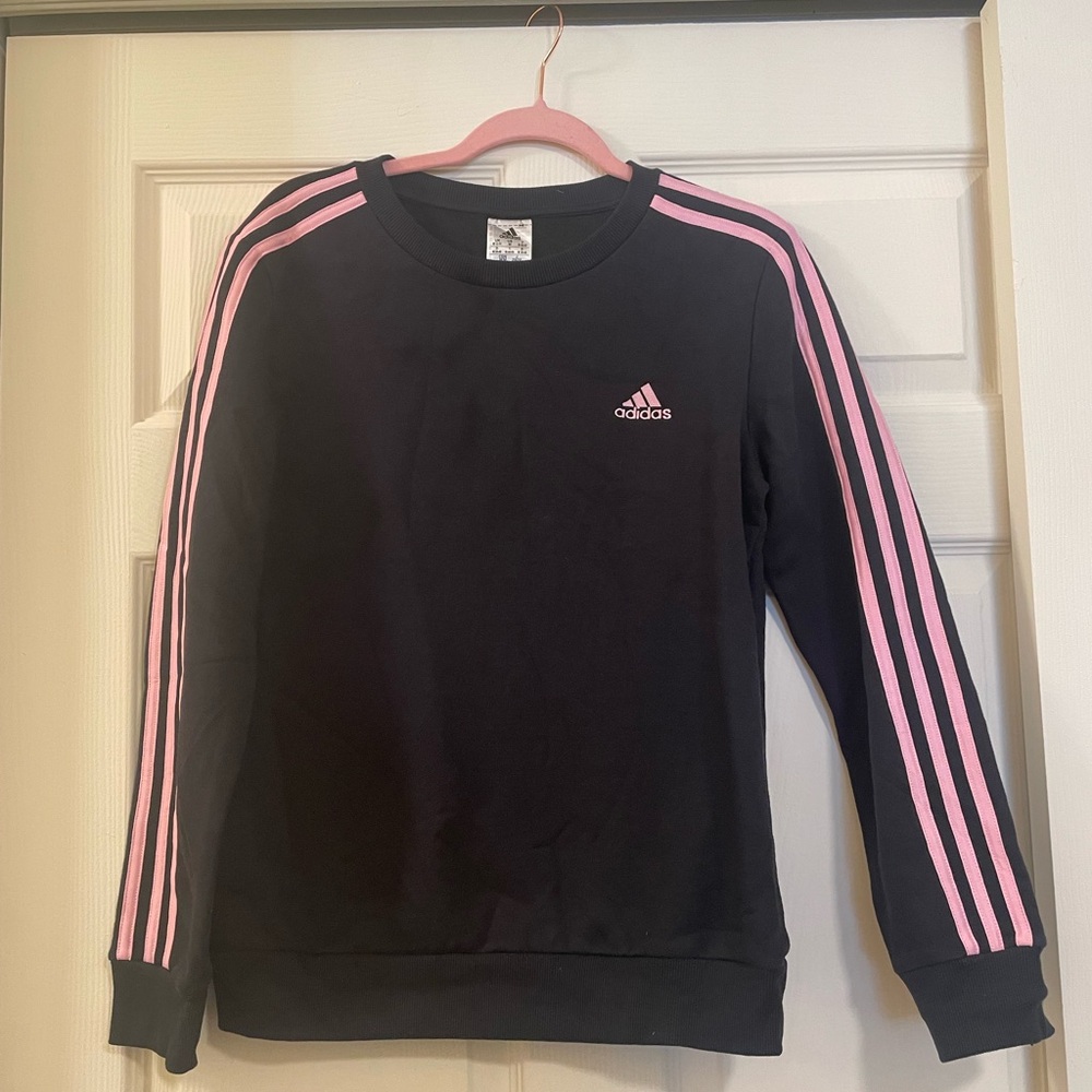 Adidas Black Crewneck with Pink Accents
